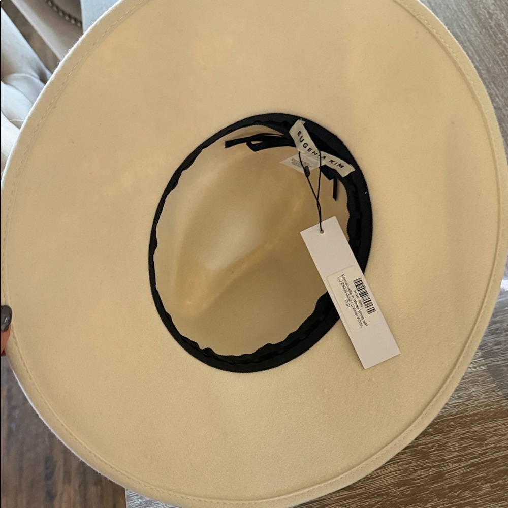 Eugenia Kim Elegant Cream Hat with Pearl Chain - Picture 4 of 4